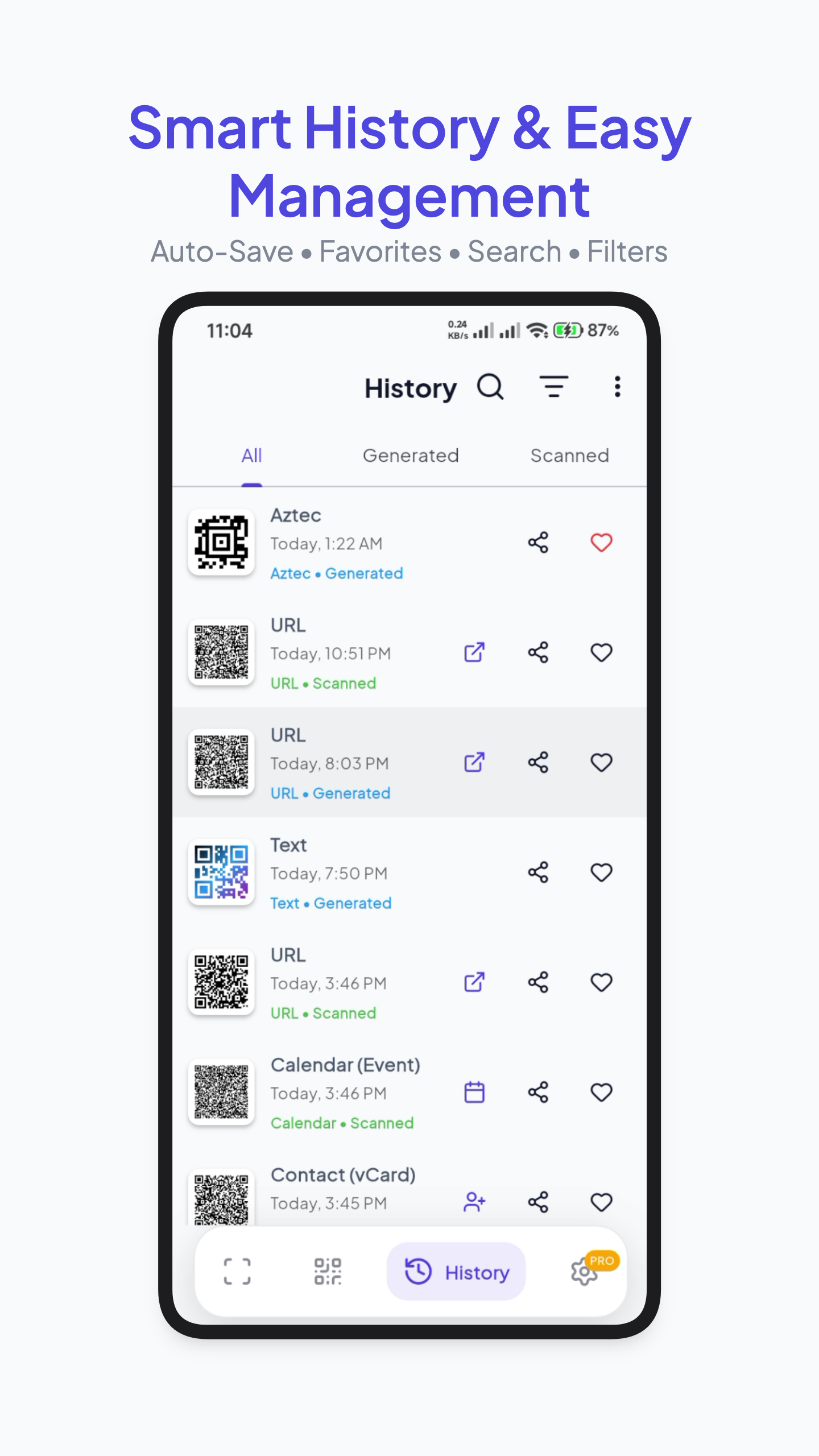 ScanX settings screen